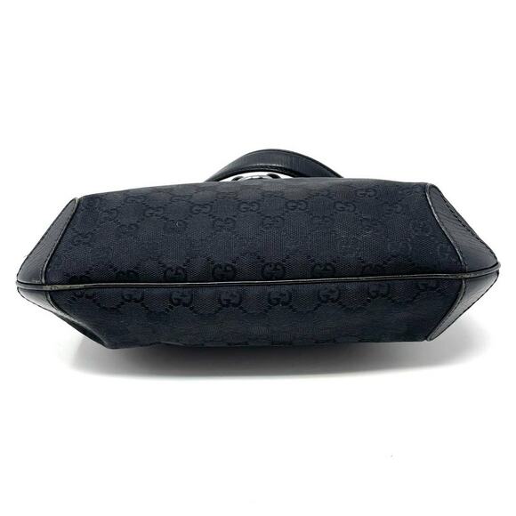 Gucci Horsebit GG Monogram Shoulder Hobo Zip Bag Canvas Leather Black Silver - Picture 7 of 16